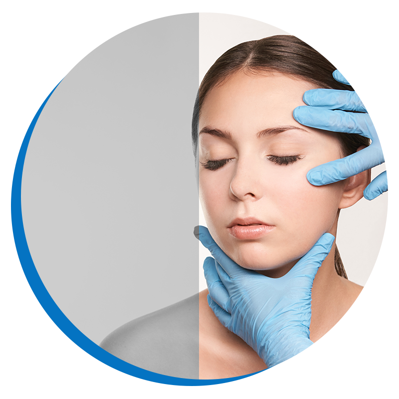cosmetologist inspecting skin