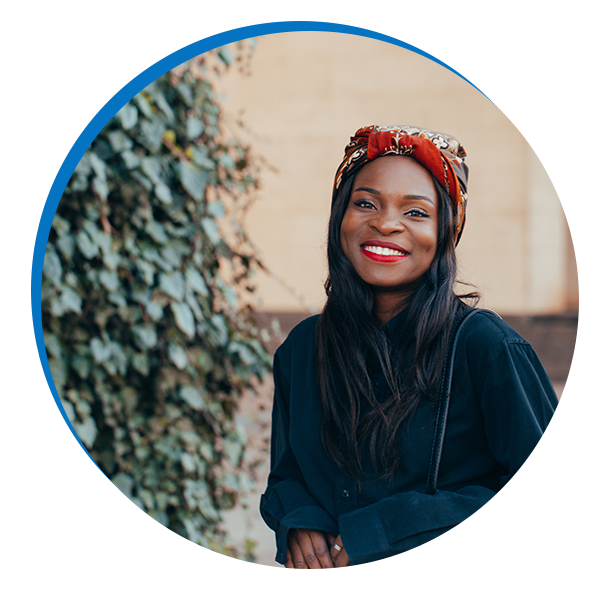 photo of woman wearing bandana smiling