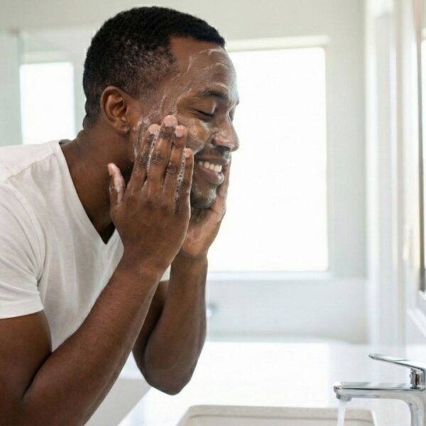 man washing face 